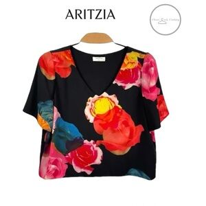 Babaton Randy Short-Sleeve Floral Blouse Size Small